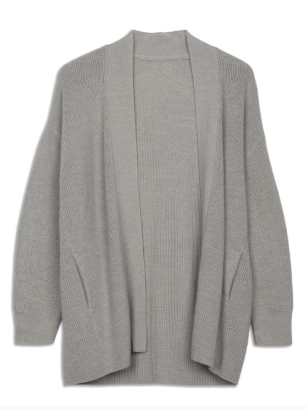 Lululemon grey merino wool blend rib long sleeve cardigan knit sweater wrap 8